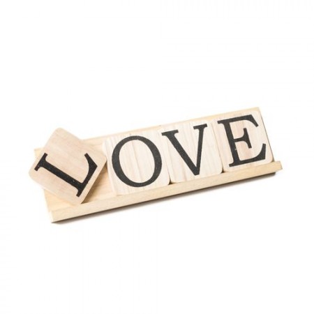 Mot Love sur socle bois - 10 x 34cm