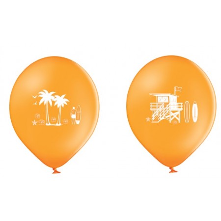 Ballons motifs Californie x8 - couleurs assorties Diam. 29cm