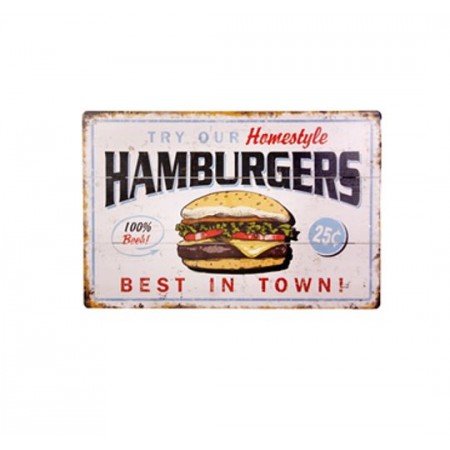 Plaque en bois HAMBURGER - 40 x 30cm