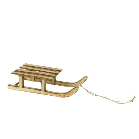 Luge en Bois Vieilli 15,5  x 12,8 x 7,5 cm