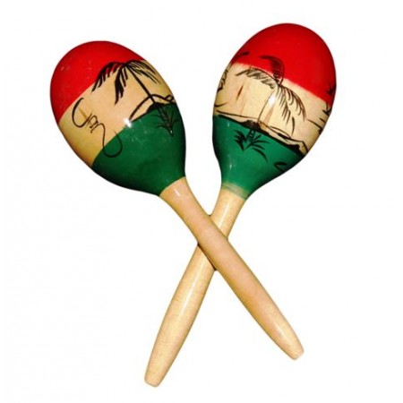 Maracas traditionnelle - bois - H. 27cm (différents coloris)