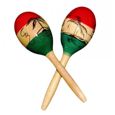 Maracas traditionnelle - bois - H. 27cm (différents coloris)