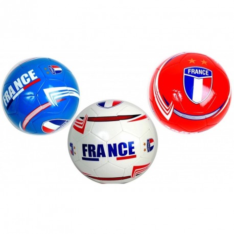 Ballon de football France simili cuir - 22 cm (coloris assortis)