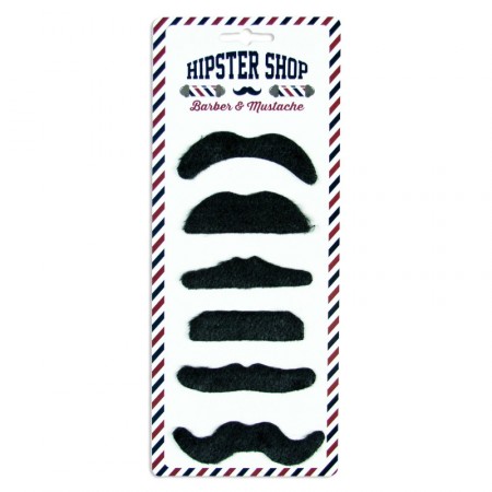 Lot de 6 moustaches noires assorties