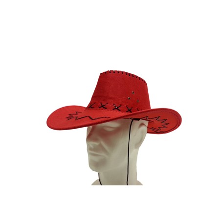 Chapeau Cow boy rouge - feutre - taille adulte