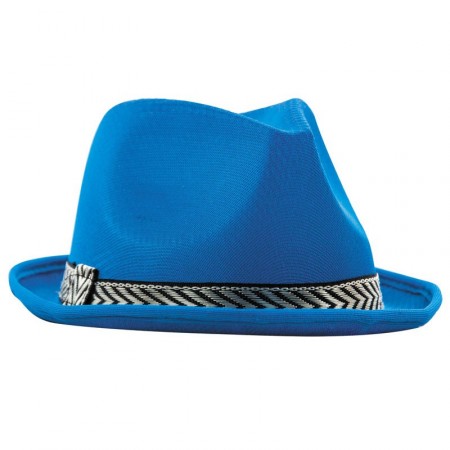 Chapeau Funky bleu - Polyester / Taille Adulte - haut 13 cm diam 29 cm