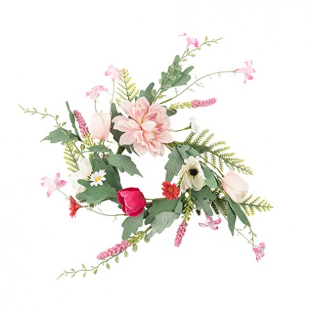 Couronne Love, Rose et Vert - Diam.30cm