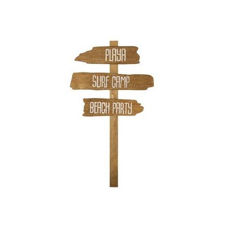 Panneau directions Surf  et  Beach Camp en bois 70 x 40 cm