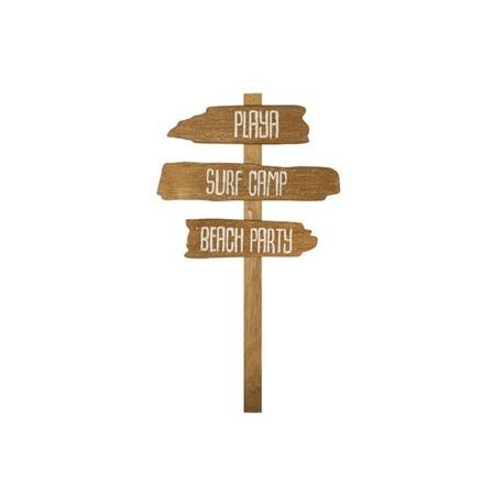 Panneau directions Surf  et  Beach Camp en bois 70 x 40 cm