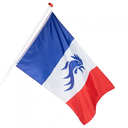 Drapeau France  et  Coq en tissu (90 x 150 cm)