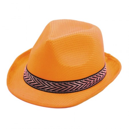 Chapeau Funky orange - Polyester / Taille Adulte - haut 13 cm diam 29 cm