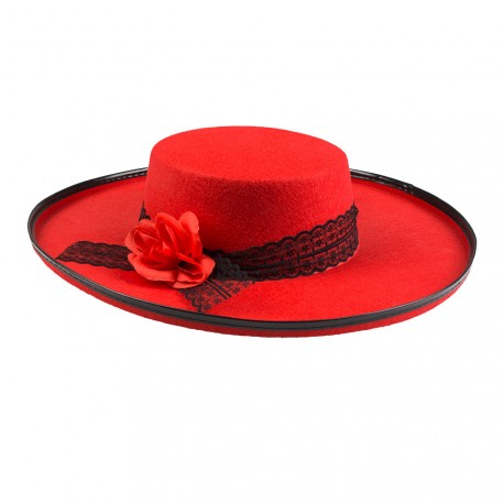 Chapeau Señorita en feutrine - haut 10 cm diam 36 cm