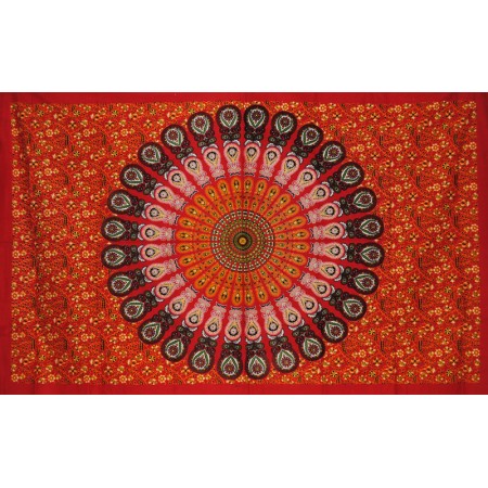 Tenture motif traditionnel rouge 120 x 220cm