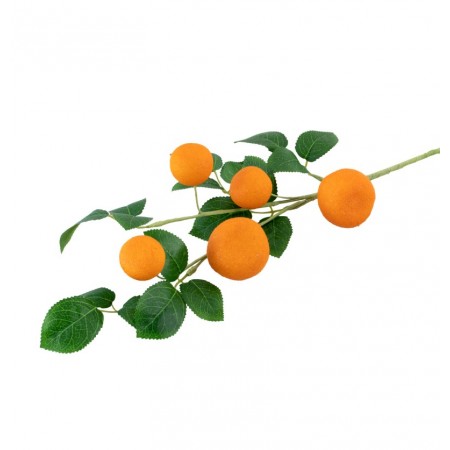 Branche de 5 mandarines et feuillage 50 cm