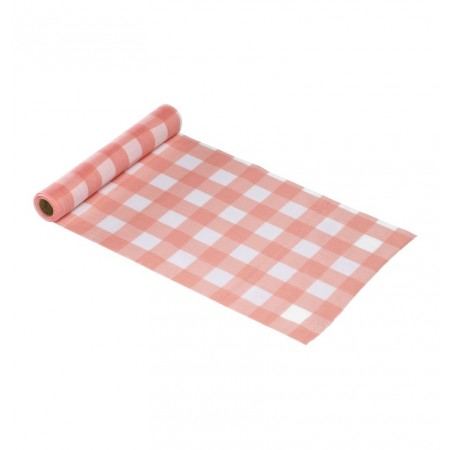 Chemin de table en tarlatane vichy mandarine 28 cm x 3 m