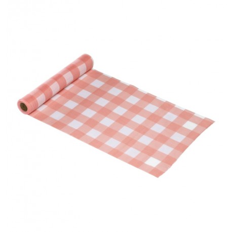 Chemin de table en tarlatane vichy mandarine 28 cm x 3 m