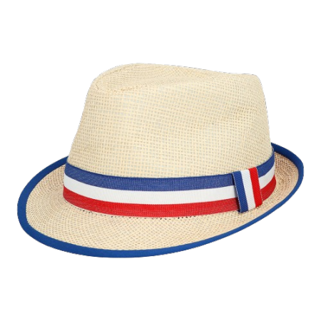 Panama en paille avec ruban tricolore - Taille adulte