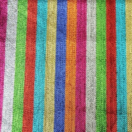 Tissu toile lurex rayures multicolores - Larg. 145cm (vendu au mètre)