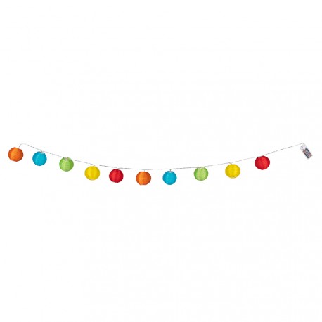 Guirlande lumineuse lampion multicolore 7.5cm - Long. 185cm (piles AA non fourni