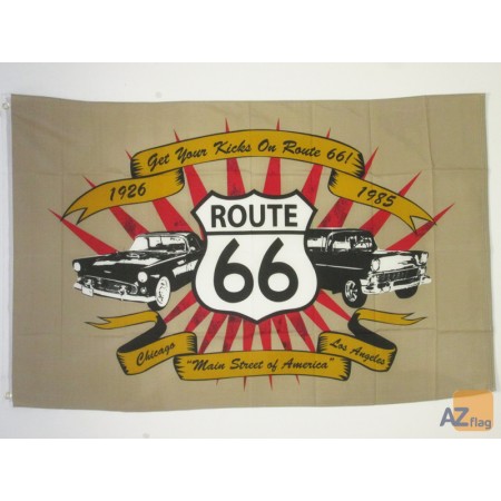 Drapeau Route 66 Vintage - tissu - 60 x 90 cm