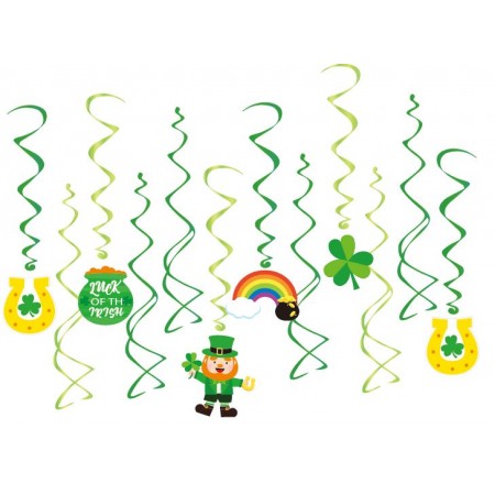 Lot de 12 virvatelles Saint Patrick (dont 6 avec motifs 14cm) pvc - Haut. 90cm