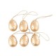 6 Oeufs Marguerites en Bois Or Blanc et Ficelle 4.5 x 3.2 cm