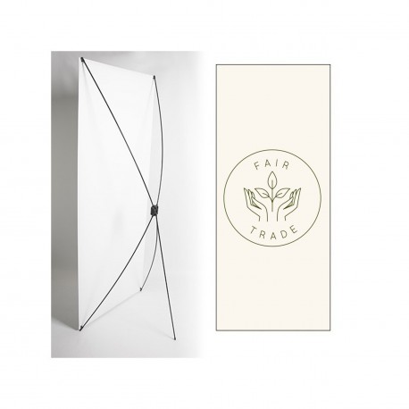 Kakemono FaireTrade Logo - 180 x 80 cm - Toile M1 avec structure X- Banner
