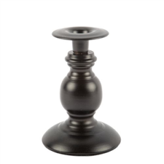 Bougeoir Baroque métal noir mat - 10,5 x 15,5cm