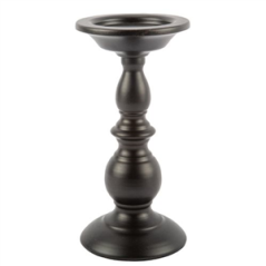 Bougeoir Baroque métal noir mat - 10,5 x 22cm