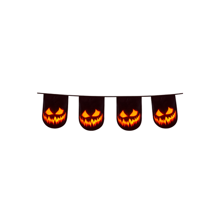 Guirlande Creepy Pumpkin fanions 27 x 20cm PLASTIQUE- Long. 600cm