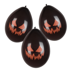 Ballon citrouille halloween noir orange x6 - Diam. 29cm