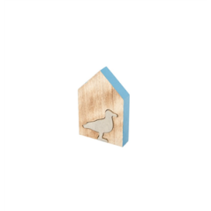 Maison en bois et mouette grise 8 x 12 x 2cm