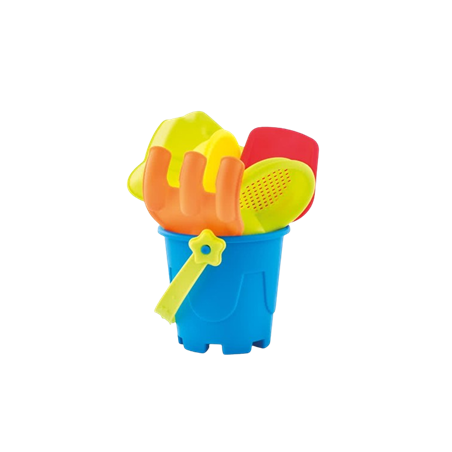 Seau de plage  et  4 accessoires en plastique
