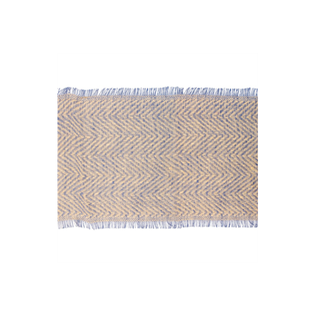 Chemin de table jute Chevrons bleu 29cm x 3m
