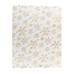 Chemin de table fourrure blanche  et  flocons Or 28cm x 3m