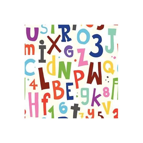 Tissu Alphabet coton - Larg. 140cm (vendu au mètre)