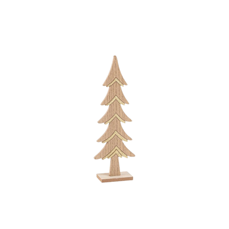 Grand Sapin Bois et Paillettes Or 31 x 10,5 cm