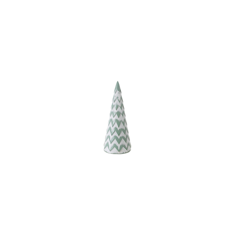 Sapin en bois bicolore vert tendre  et  blanc 13,5 x 35 cm