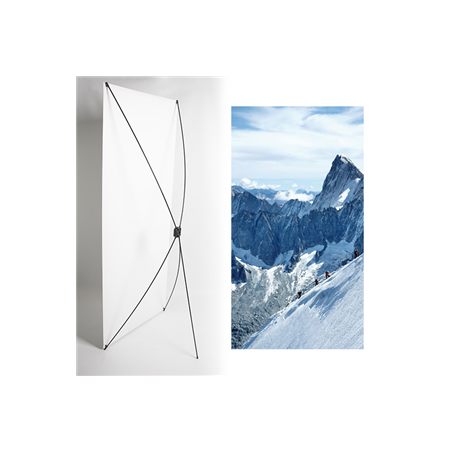Kakemono Montagne randonnée- 180 x 80 cm - Toile M1 avec structure  X- Banner