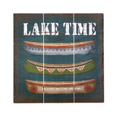 Plaque en bois CANOE LAKE TIME - 40 x 40cm