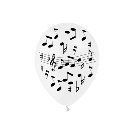 Ballon blanc motif musique x8 - Diam. 29cm