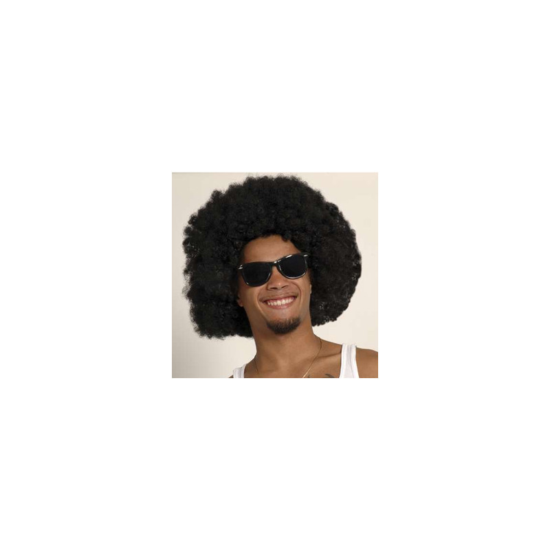 Perruque Afro noire polyester - Diam. 30cm
