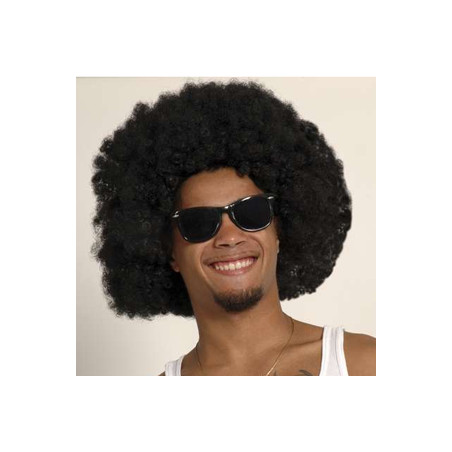 Perruque Afro noire polyester - Diam. 30cm