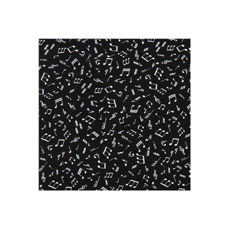 Tissu satin motif notes de musiques - Larg. 150cm (vendu au mètre)