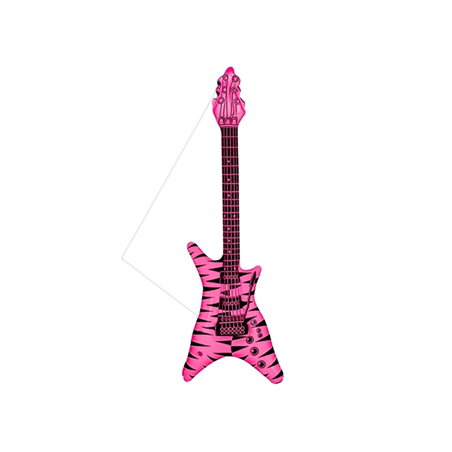 Guitare gonflable Rock rose et noire avec bandoulière  95cm PVC