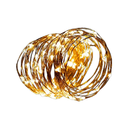 Guirlande Micro LED Cuivre 100 LEDs Blanc Chaud avec timer - Long. 10 m