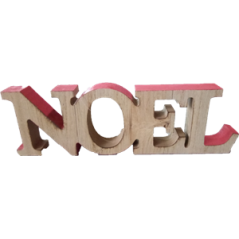 NOEL en bois sur socle - 23 x 15cm