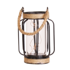 Lampe en fer et verre - 12x18cm (3 piles LR3 non comprises)