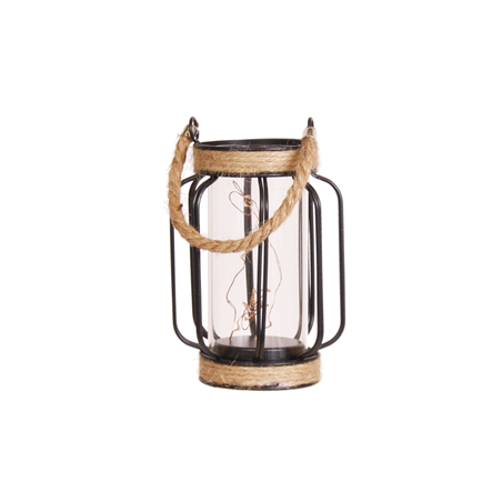 Lampe en fer et verre - 12x18cm (3 piles LR3 non comprises)