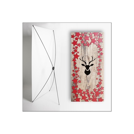 Kakemono Noel étoiles rouges - 180 x 80 cm - Toile M1 avec structure  X- Banner